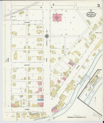 Sanborn Fire Insurance Map from Navarre, Stark County, Ohio (1911), Sheet #0003 - Complete Map Set gallery image, historic Sanborn map, vintage wall art, Ohio Ohio