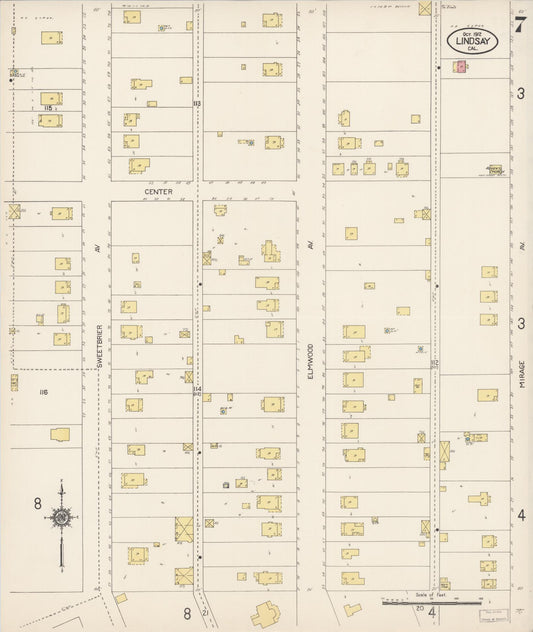 Sanborn Fire Insurance Map from Lindsay, Tulare County, California (1912), Sheet #0007 - Historic Sanborn Fire Insurance Map Print, vintage old map wall art, antique decor, genealogy gift, California California map