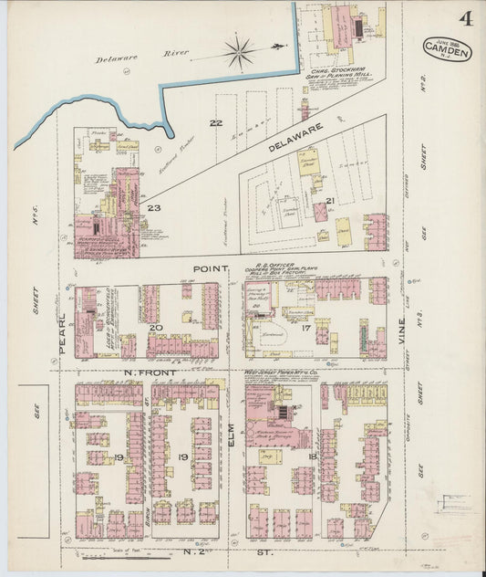 Sanborn Fire Insurance Map from Camden, Camden County, New Jersey (1885), Sheet #0004 - Historic Sanborn Fire Insurance Map Print, vintage old map wall art, antique decor, genealogy gift, New Jersey New Jersey map