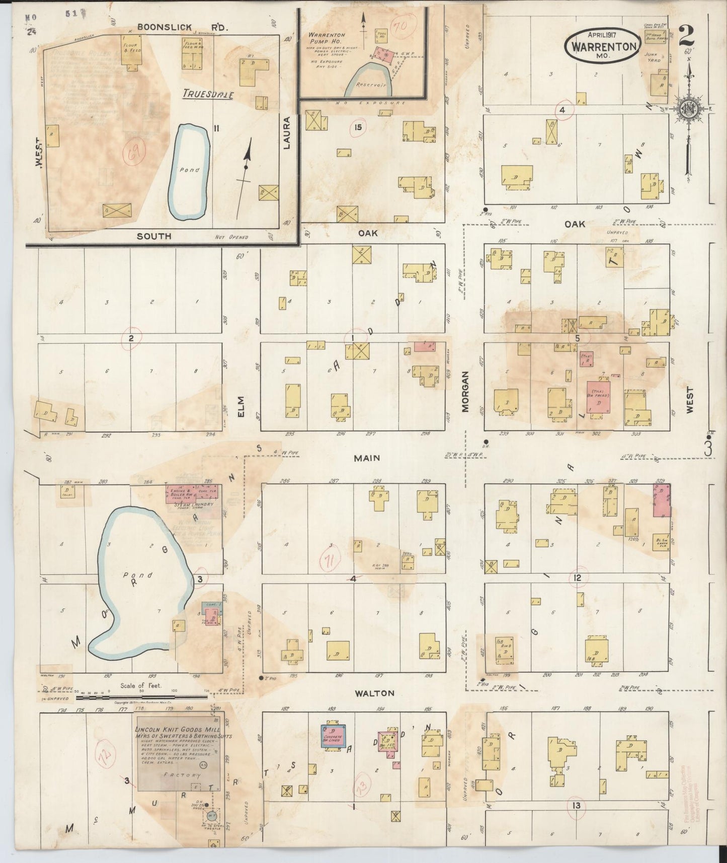 Sanborn Fire Insurance Map from Warrenton, Warren County, Missouri (1932), Sheet #0002 - Historic Sanborn Fire Insurance Map Print, vintage old map wall art, antique decor, genealogy gift, Missouri Missouri map
