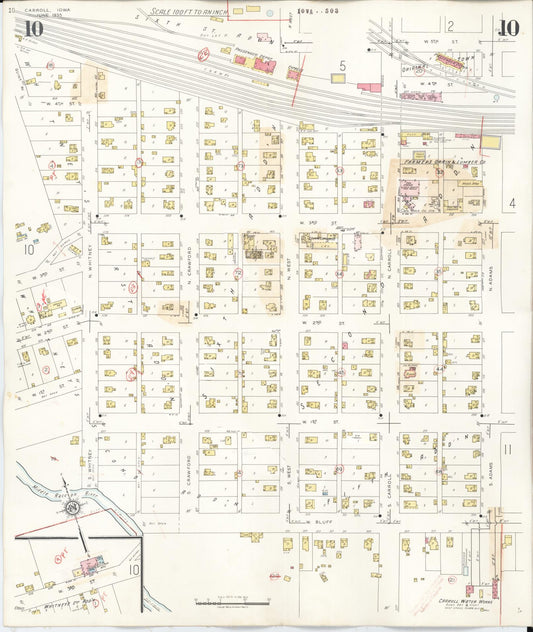 Sanborn Fire Insurance Map from Carroll, Carroll County, Iowa (1948), Sheet #0010 - Historic Sanborn Fire Insurance Map Print, vintage old map wall art