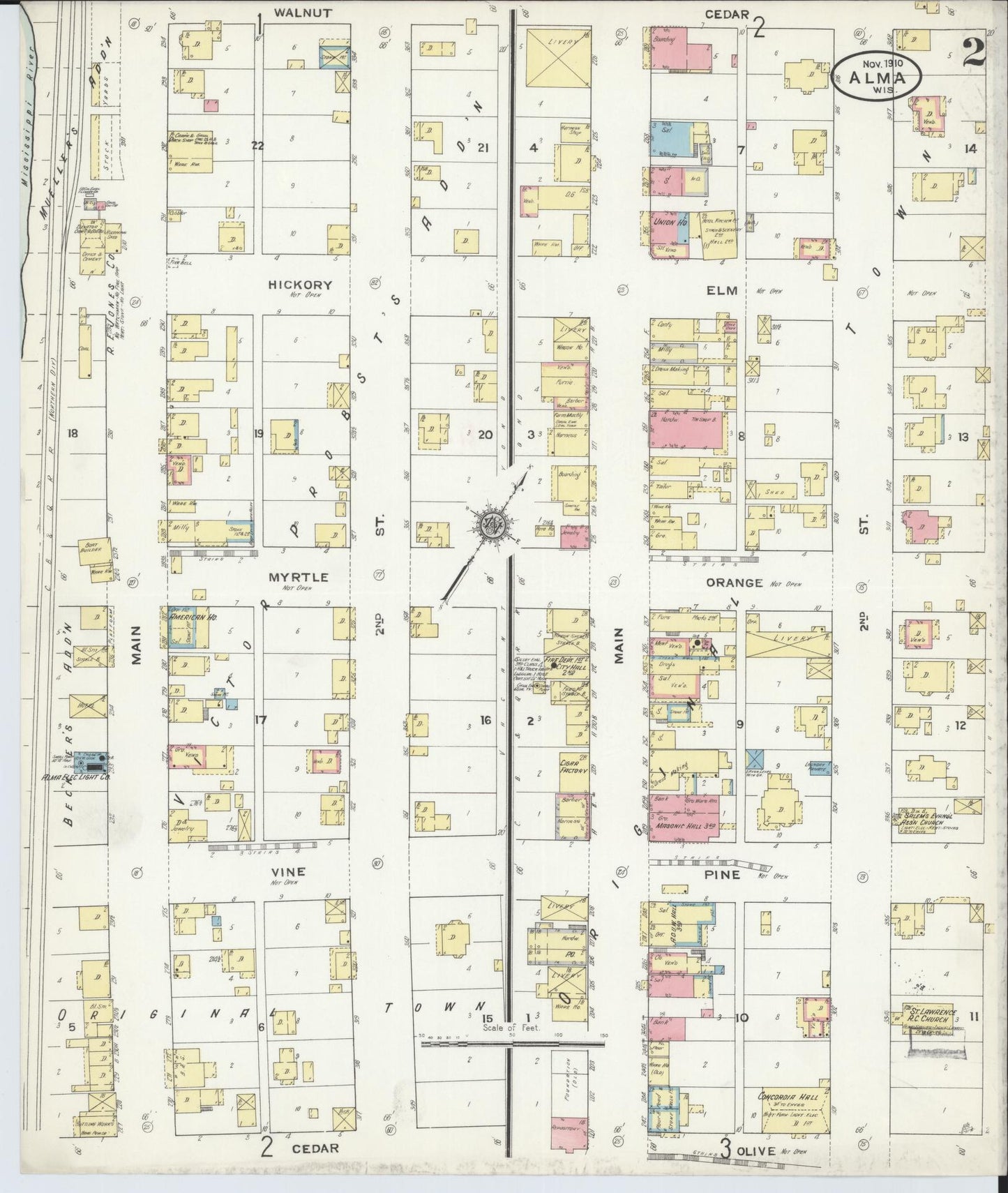 Sanborn Fire Insurance Map from Alma, Buffalo County, Wisconsin (1910), Sheet #0002 - Complete Map Set gallery image, historic Sanborn map, vintage wall art, Wisconsin Wisconsin