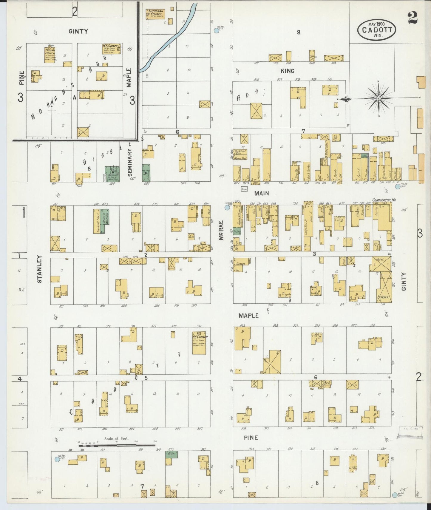 Sanborn Fire Insurance Map from Cadott, Chippewa County, Wisconsin (1900), Sheet #0002 - Historic Sanborn Fire Insurance Map Print, vintage old map wall art, antique decor, genealogy gift, Wisconsin Wisconsin map