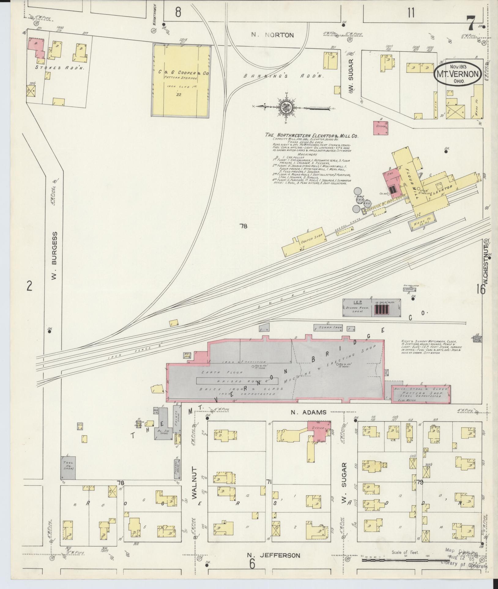 Sanborn Fire Insurance Map from Mount Vernon, Knox County, Ohio (1913), Sheet #0007 - Complete Map Set gallery image, historic Sanborn map, vintage wall art, Ohio Ohio