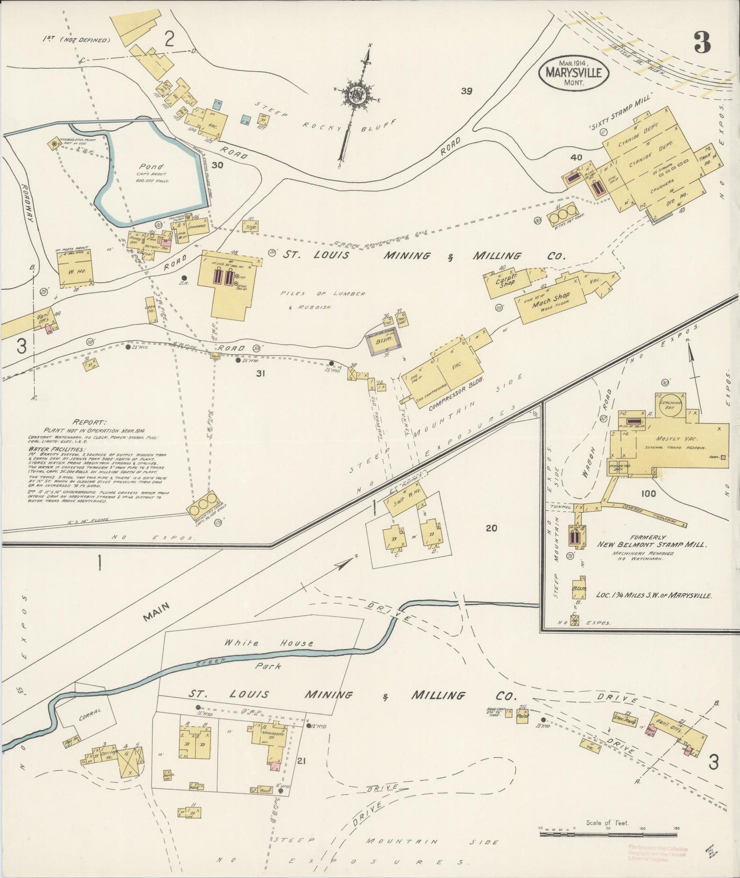 Sanborn Fire Insurance Map from Marysville, Lewis And Clark County, Montana (1914), Sheet #0003 - Complete Map Set gallery image, historic Sanborn map, vintage wall art, Montana Montana