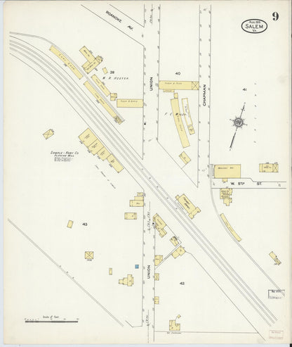 Sanborn Fire Insurance Map from Salem, Independent Cities, Virginia (1913), Sheet #0009 - Complete Map Set gallery image, historic Sanborn map, vintage wall art, Virginia Virginia