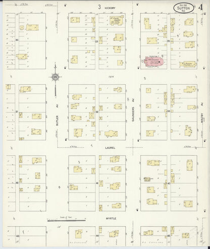 Sanborn Fire Insurance Map from Sutton, Clay County, Nebraska (1912), Sheet #0004 - Complete Map Set gallery image, historic Sanborn map, vintage wall art, Nebraska Nebraska
