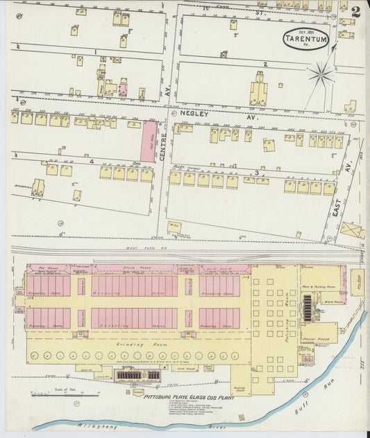 Sanborn Fire Insurance Map from Tarentum, Allegheny County, Pennsylvania (1891), Sheet #0002 - Historic Sanborn Fire Insurance Map Print, vintage old map wall art, antique decor, genealogy gift, Pennsylvania Pennsylvania map