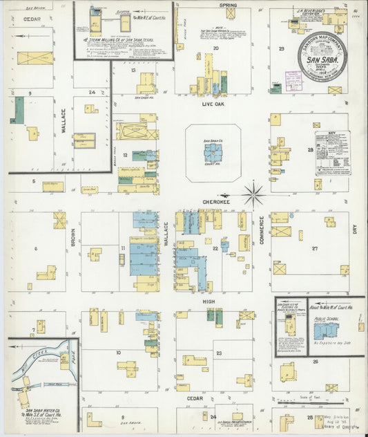 Sanborn Fire Insurance Map from San Saba, San Saba County, Texas (1902), Sheet #0001 - Historic Sanborn Fire Insurance Map Print, vintage old map wall art, antique decor, genealogy gift, Texas Texas map