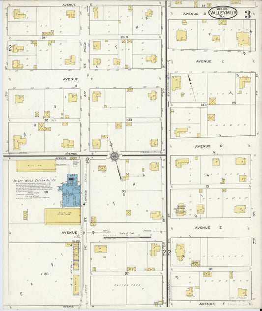 Sanborn Fire Insurance Map from Valley Mills, Bosque County, Texas (1915), Sheet #0003 - Historic Sanborn Fire Insurance Map Print, vintage old map wall art, antique decor, genealogy gift, Texas Texas map