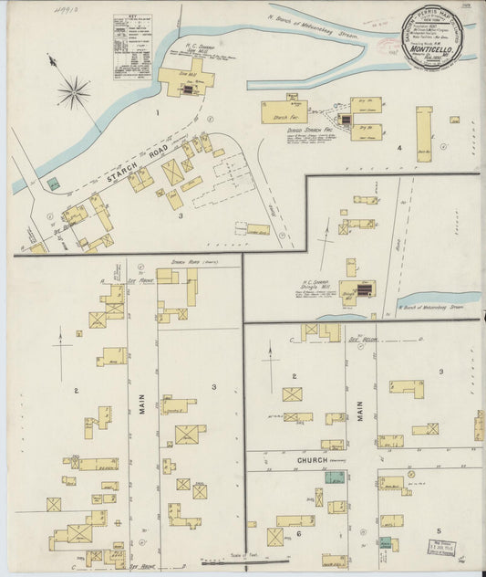 Sanborn Fire Insurance Map from Monticello, Aroostook County, Maine (1895), Sheet #0001 - Historic Sanborn Fire Insurance Map Print, vintage old map wall art, antique decor, genealogy gift, Maine Maine map
