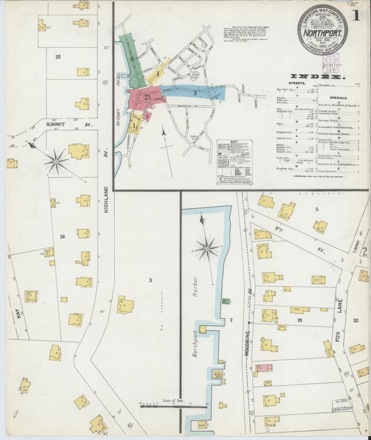 Sanborn Fire Insurance Map from Northport, Suffolk County, New York (1902), Sheet #0001 - Complete Map Set gallery image, historic Sanborn map, vintage wall art, New York New York