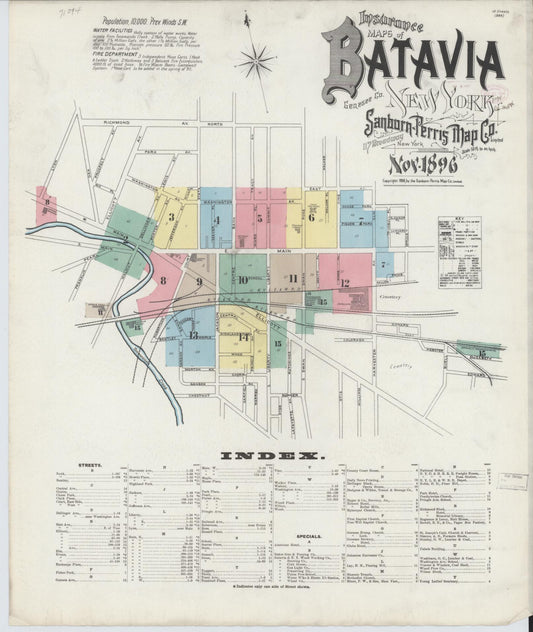 Sanborn Fire Insurance Map from Batavia, Genesee County, New York. (1896) – Historic Sanborn Fire Insurance Map Print
