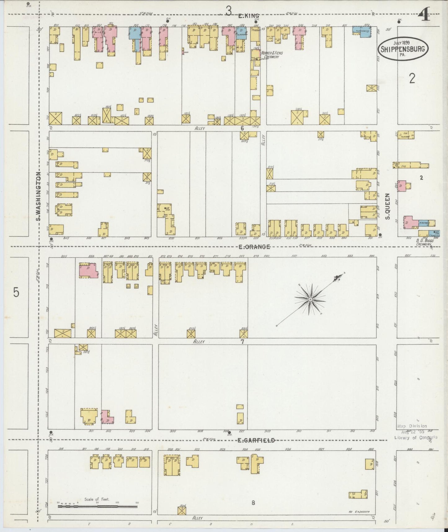 Sanborn Fire Insurance Map from Shippensburg, Cumberland And Franklin Counties, Pennsylvania (1899), Sheet #0004 - Historic Sanborn Fire Insurance Map Print, vintage old map wall art, antique decor, genealogy gift, Counties Pennsylvania map