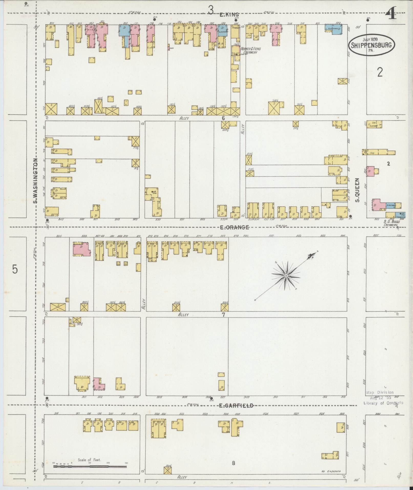Sanborn Fire Insurance Map from Shippensburg, Cumberland And Franklin Counties, Pennsylvania (1899), Sheet #0004 - Historic Sanborn Fire Insurance Map Print, vintage old map wall art, antique decor, genealogy gift, Counties Pennsylvania map