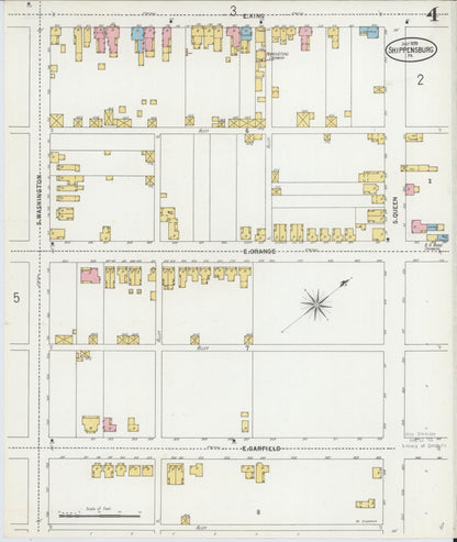 Sanborn Fire Insurance Map from Shippensburg, Cumberland And Franklin Counties, Pennsylvania (1899), Sheet #0004 - Historic Sanborn Fire Insurance Map Print, vintage old map wall art, antique decor, genealogy gift, Counties Pennsylvania map