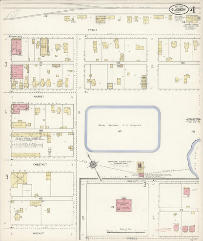 Sanborn Fire Insurance Map from Glasgow, Valley County, Montana (1910), Sheet #0004 - Complete Map Set gallery image, historic Sanborn map, vintage wall art, Montana Montana