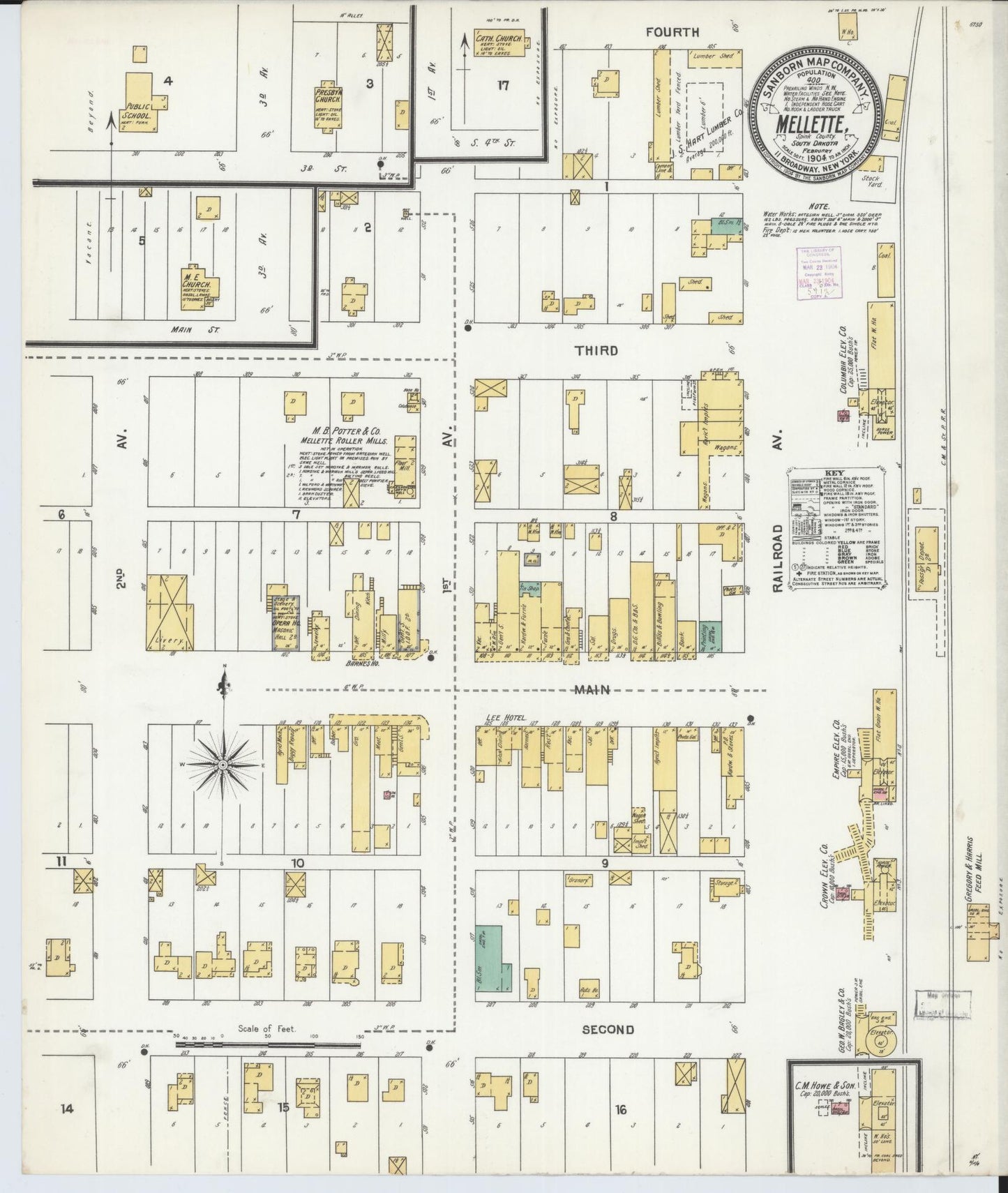 Sanborn Fire Insurance Map from Mellette, Spink County, South Dakota. (1904) – Historic Sanborn Fire Insurance Map Print