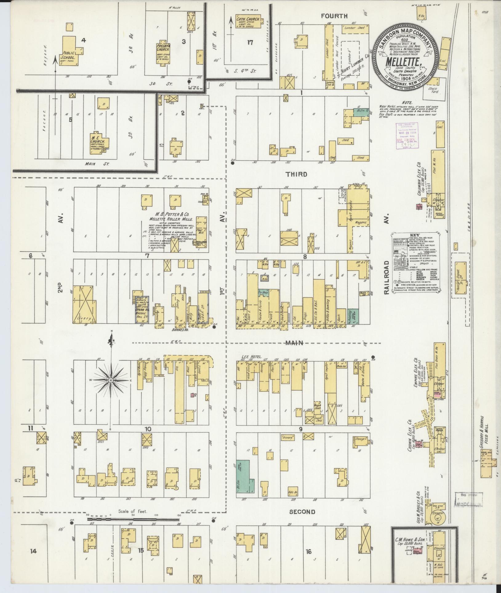 Sanborn Fire Insurance Map from Mellette, Spink County, South Dakota. (1904) – Historic Sanborn Fire Insurance Map Print