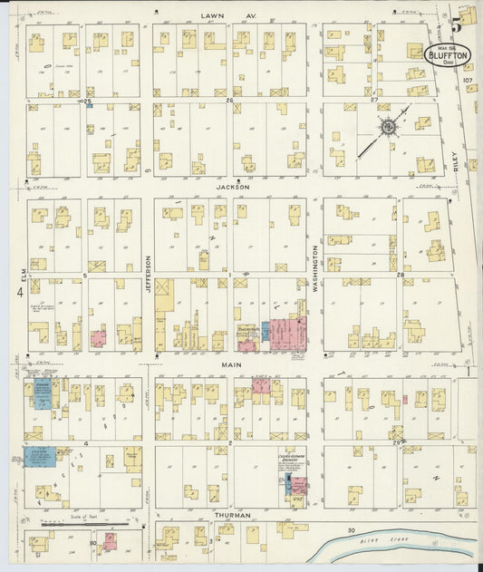 Sanborn Fire Insurance Map from Bluffton, Allen County, Ohio (1916), Sheet #0005 - Historic Sanborn Fire Insurance Map Print, vintage old map wall art, antique decor, genealogy gift, Ohio Ohio map