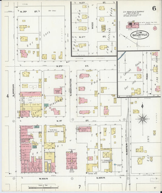 Sanborn Fire Insurance Map from Shelbyville, Shelby County, Illinois (1906), Sheet #0006 - Historic Sanborn Fire Insurance Map Print, vintage old map wall art, antique decor, genealogy gift, Illinois Illinois map