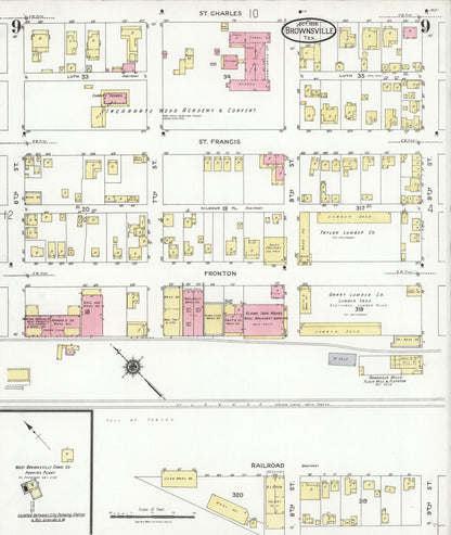 Sanborn Fire Insurance Map from Brownsville, Cameron County, Texas (1926), Sheet #0009 - Complete Map Set gallery image, historic Sanborn map, vintage wall art, Texas Texas