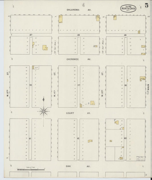 Sanborn Fire Insurance Map from North Enid, Garfield County, Oklahoma (1895), Sheet #0005 - Historic Sanborn Fire Insurance Map Print, vintage old map wall art, antique decor, genealogy gift, Oklahoma Oklahoma map