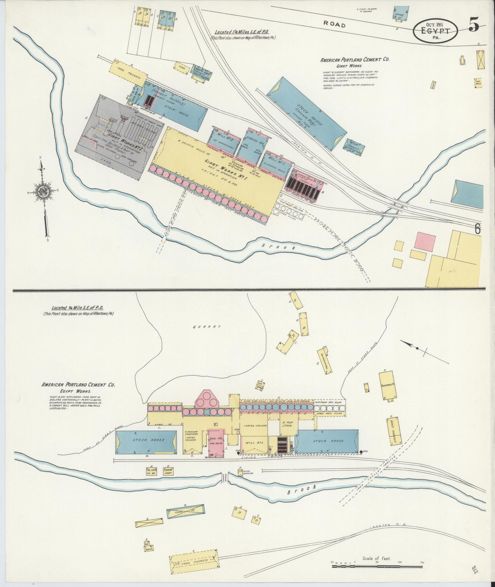 Sanborn Fire Insurance Map from Egypt, Lehigh County, Pennsylvania (1911), Sheet #0005 - Historic Sanborn Fire Insurance Map Print, vintage old map wall art, antique decor, genealogy gift, Pennsylvania Pennsylvania map