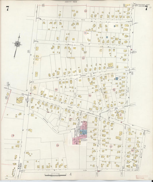 Sanborn Fire Insurance Map from Whitman, Plymouth County, Massachusetts (1950), Sheet #0007 - Historic Sanborn Fire Insurance Map Print, vintage old map wall art, antique decor, genealogy gift, Massachusetts Massachusetts map