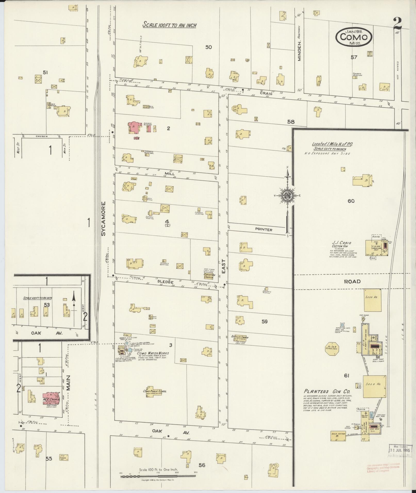 Sanborn Fire Insurance Map from Como, Panola County, Mississippi (1918), Sheet #0002 - Complete Map Set gallery image, historic Sanborn map, vintage wall art, Mississippi Mississippi