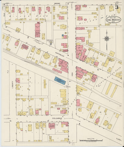 Sanborn Fire Insurance Map from Canal Winchester, Franklin County, Ohio (1922), Sheet #0003 - Historic Sanborn Fire Insurance Map Print, vintage old map wall art, antique decor, genealogy gift, Ohio Ohio map