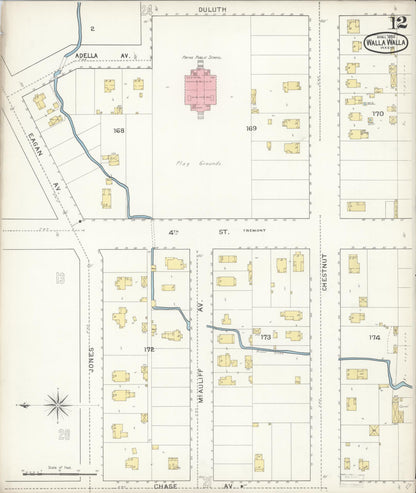Sanborn Fire Insurance Map from Walla Walla, Walla Walla County, Washington (1894), Sheet #0012 - Complete Map Set gallery image, historic Sanborn map, vintage wall art, Washington Washington