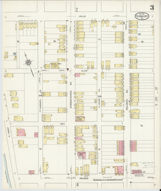 Sanborn Fire Insurance Map from Sunbury, Northumberland County, Pennsylvania (1912), Sheet #0003 - Historic Sanborn Fire Insurance Map Print, vintage old map wall art, antique decor, genealogy gift, Pennsylvania Pennsylvania map