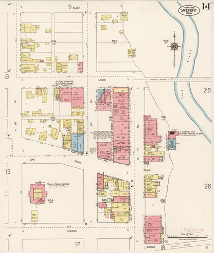 Sanborn Fire Insurance Map from Sandpoint, Bonner County, Idaho (1921), Sheet #0014 - Complete Map Set gallery image, historic Sanborn map, vintage wall art, Idaho Idaho