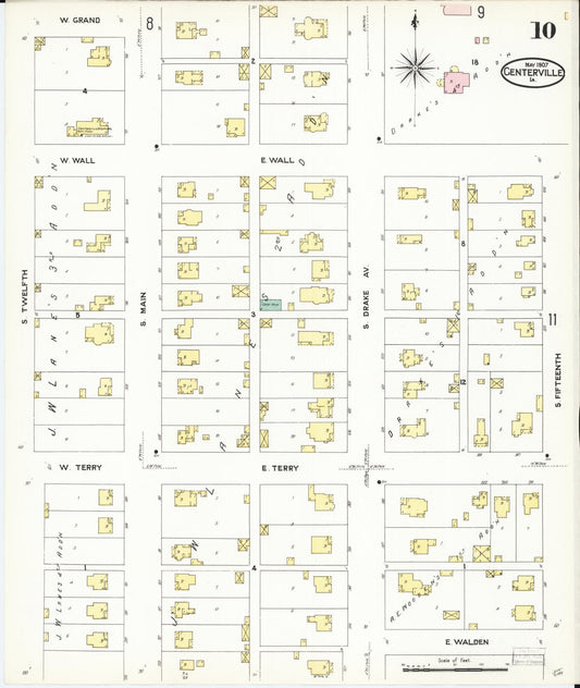 Sanborn Fire Insurance Map from Centerville, Appanoose County, Iowa (1907), Sheet #0010 - Historic Sanborn Fire Insurance Map Print, vintage old map wall art