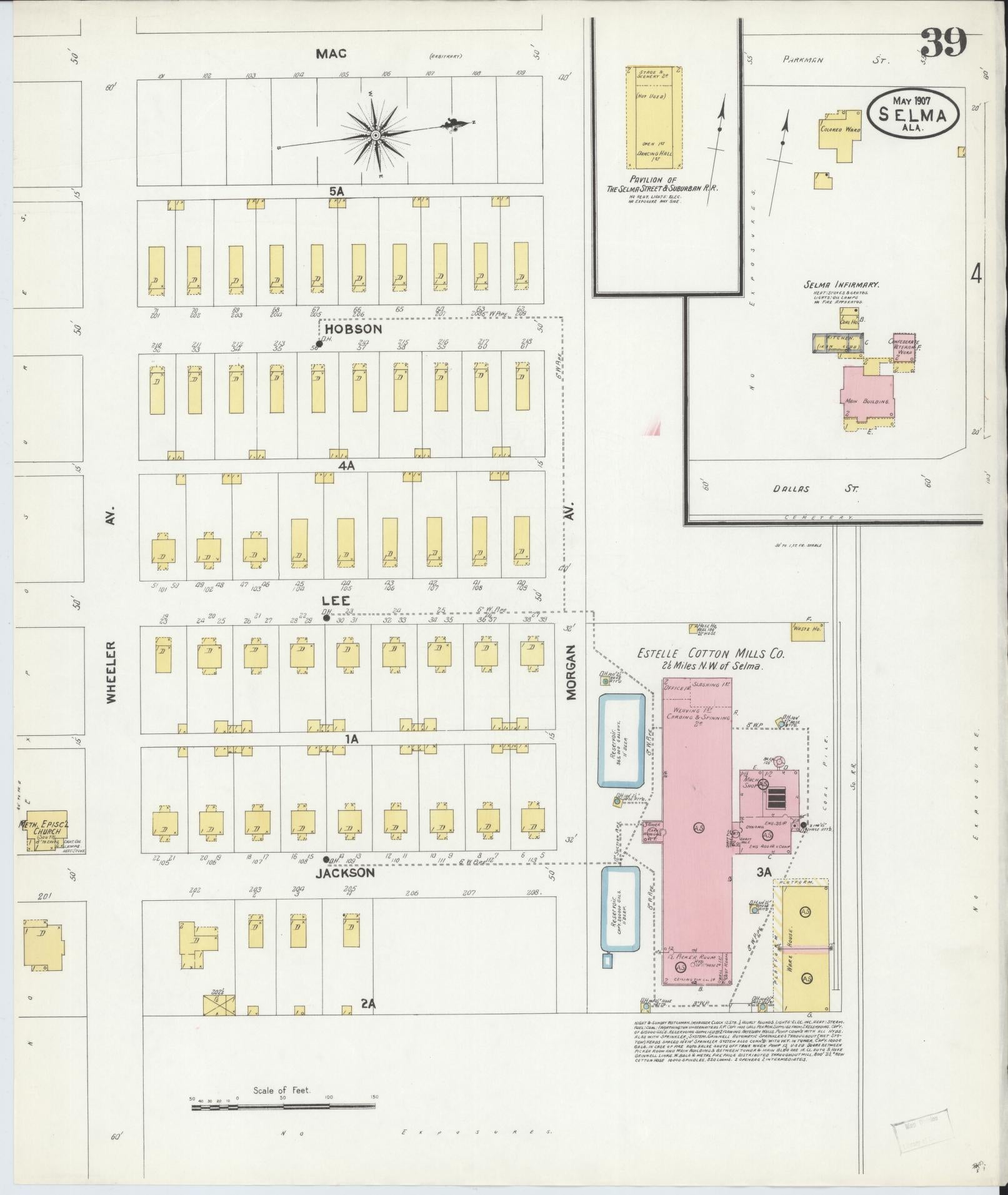 Sanborn Fire Insurance Map from Selma, Dallas County, Alabama (1907), Sheet #0039 - Complete Map Set gallery image, historic Sanborn map, vintage wall art, Alabama Alabama
