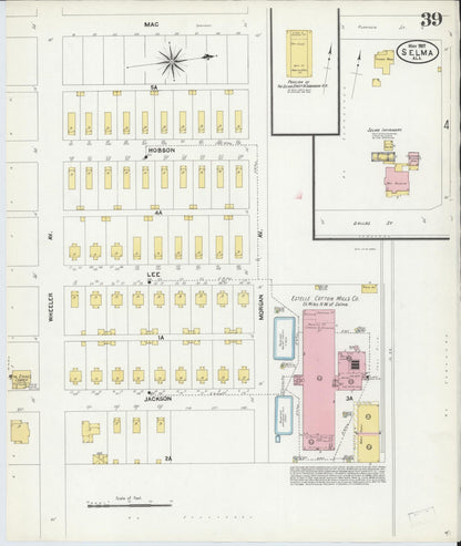 Sanborn Fire Insurance Map from Selma, Dallas County, Alabama (1907), Sheet #0039 - Complete Map Set gallery image, historic Sanborn map, vintage wall art, Alabama Alabama