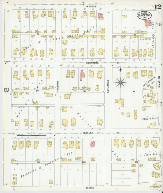 Sanborn Fire Insurance Map from Bluffton, Wells County, Indiana (1900), Sheet #0012 - Historic Sanborn Fire Insurance Map Print, vintage old map wall art, antique decor, genealogy gift, Indiana Indiana map