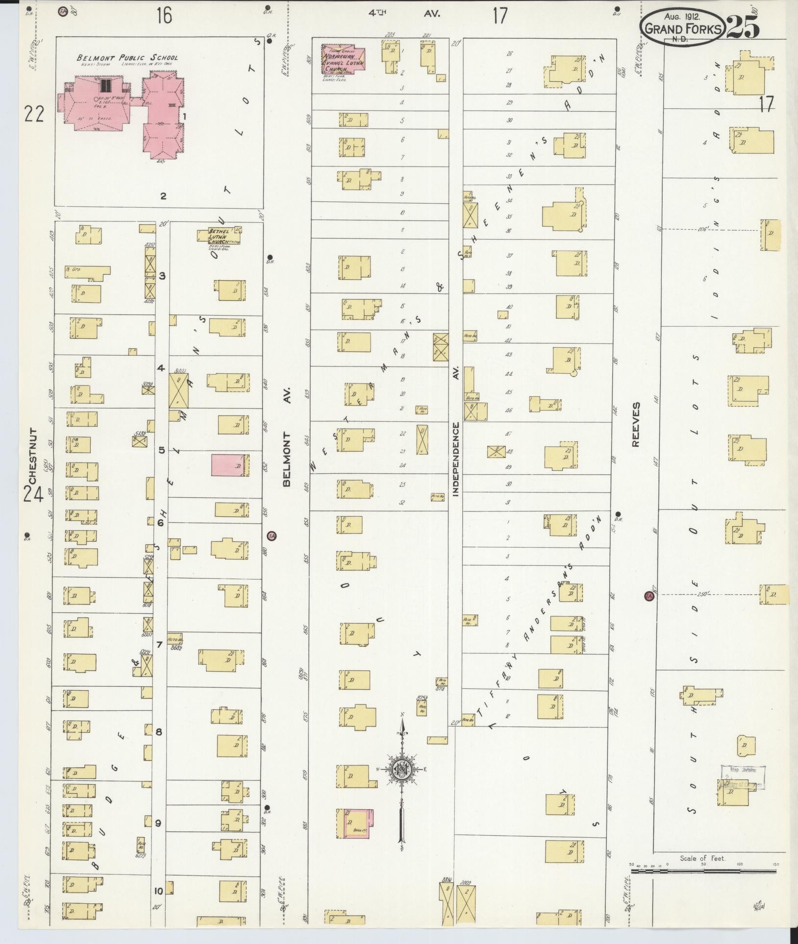 Sanborn Fire Insurance Map from Grand Forks, Grand Forks County, North Dakota (1912), Sheet #0025 - Historic Sanborn Fire Insurance Map Print, vintage old map wall art, antique decor, genealogy gift, North Dakota North Dakota map