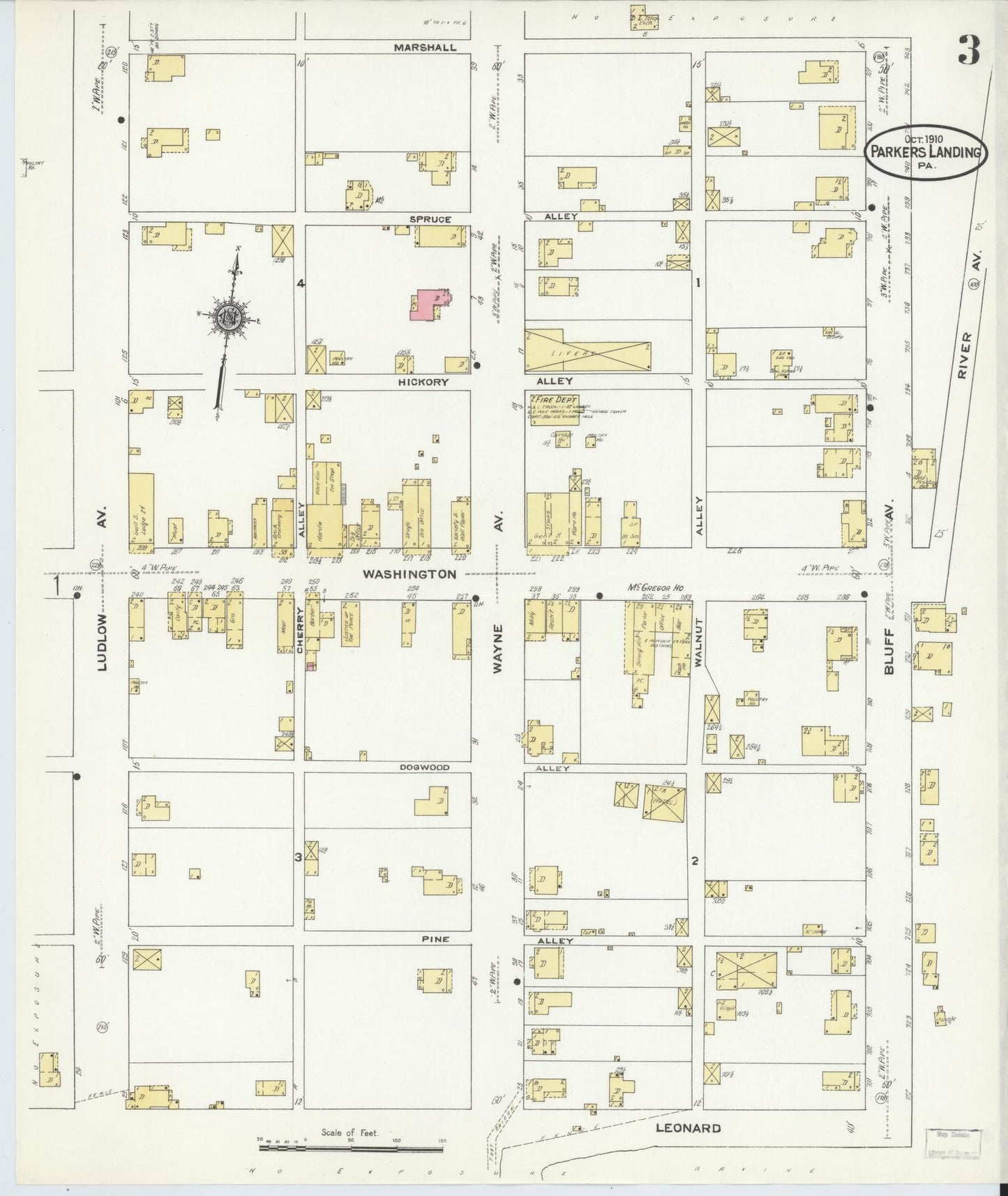 Sanborn Fire Insurance Map from Parkers Landing, Armstrong County, Pennsylvania (1910), Sheet #0003 - Complete Map Set gallery image, historic Sanborn map, vintage wall art, Pennsylvania Pennsylvania