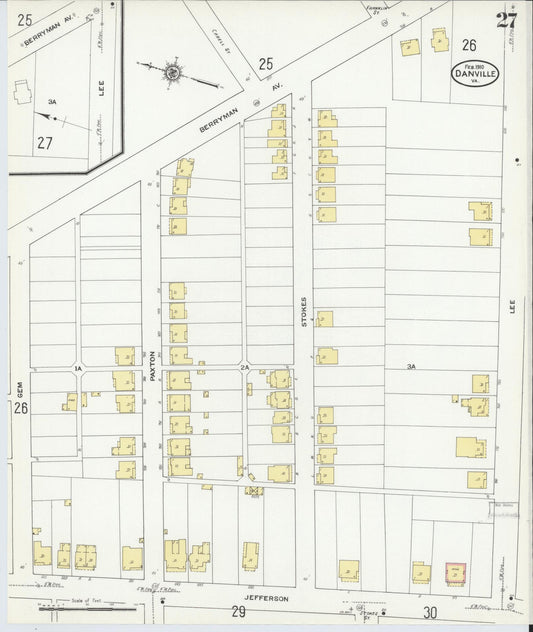 Sanborn Fire Insurance Map from Danville, Independent Cities, Virginia (1910), Sheet #0027 - Historic Sanborn Fire Insurance Map Print, vintage old map wall art, antique decor, genealogy gift, Virginia Virginia map