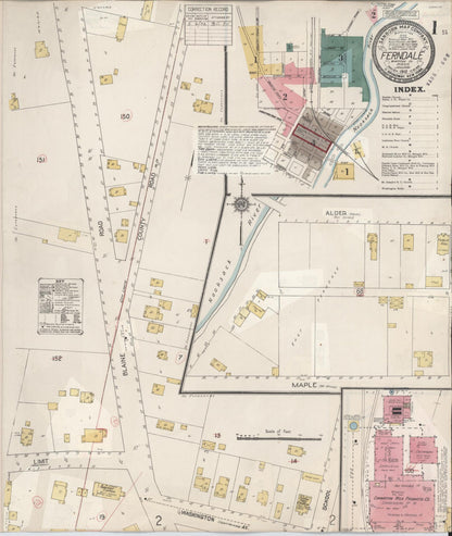 Sanborn Fire Insurance Map from Ferndale, Whatcom County, Washington (1932), Sheet #0001 - Complete Map Set gallery image, historic Sanborn map, vintage wall art, Washington Washington