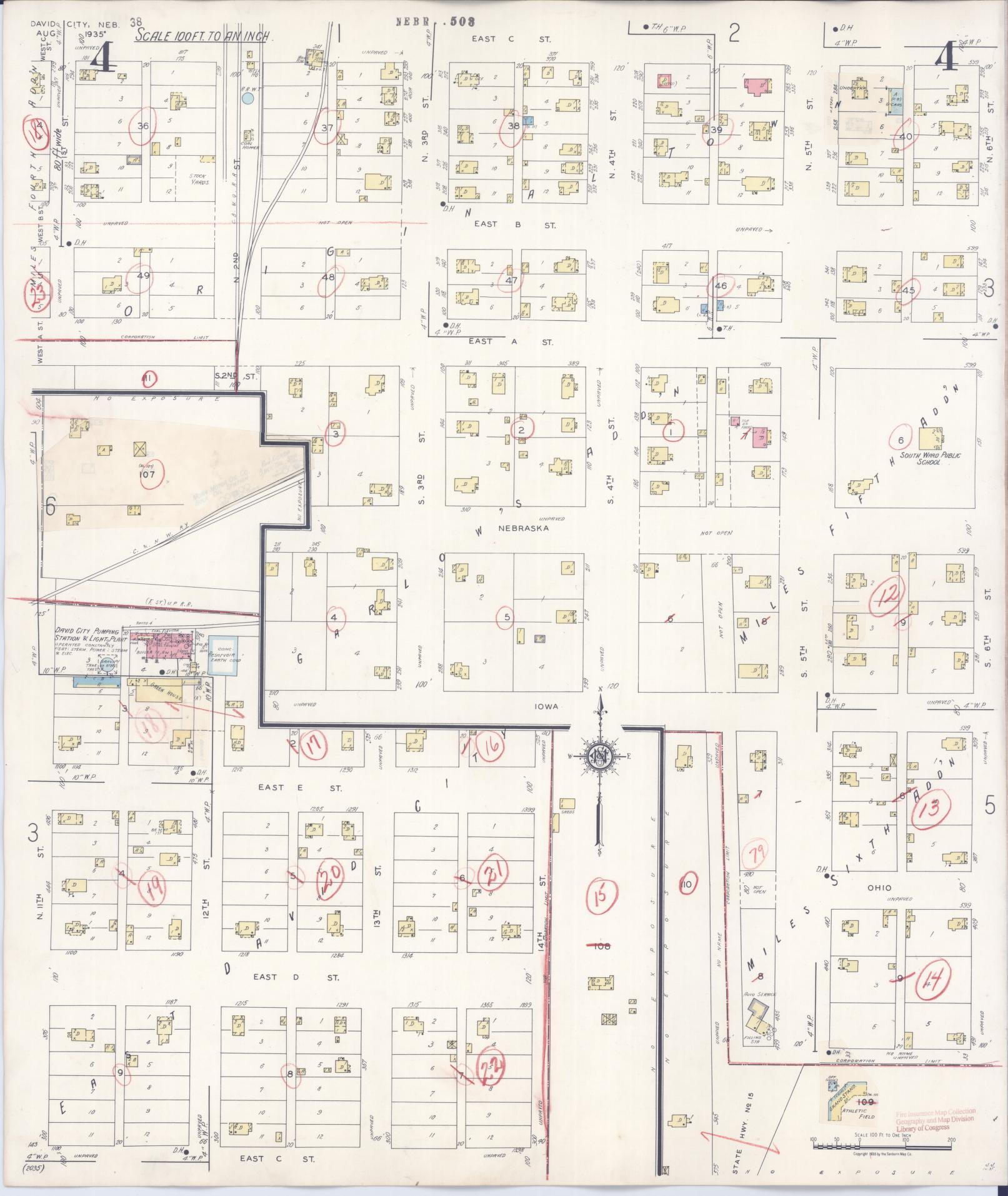Sanborn Fire Insurance Map from David City, Butler County, Nebraska (1944), Sheet #0004 - Historic Sanborn Fire Insurance Map Print, vintage old map wall art, antique decor, genealogy gift, Nebraska Nebraska map