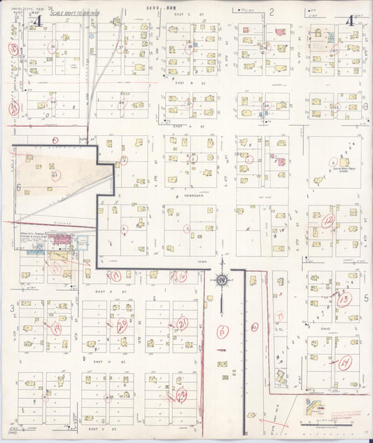 Sanborn Fire Insurance Map from David City, Butler County, Nebraska (1944), Sheet #0004 - Historic Sanborn Fire Insurance Map Print, vintage old map wall art, antique decor, genealogy gift, Nebraska Nebraska map