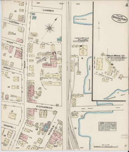 Sanborn Fire Insurance Map from Bridgeport, Fairfield County, Connecticut (1884), Sheet #0004 - Complete Map Set gallery image, historic Sanborn map, vintage wall art, Connecticut Connecticut