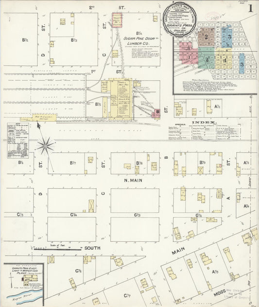 Sanborn Fire Insurance Map from Grants Pass, Josephine County, Oregon. (1890) – Historic Sanborn Fire Insurance Map Print