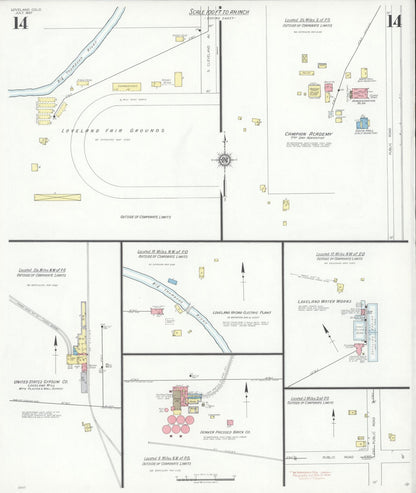 Sanborn Fire Insurance Map from Loveland, Larimer County, Colorado (1937), Sheet #0014 - Complete Map Set gallery image, historic Sanborn map, vintage wall art, Colorado Colorado