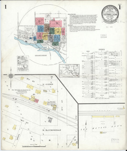 Sanborn Fire Insurance Map from Vermillion, Clay County, South Dakota (1923), Sheet #0001 - Complete Map Set gallery image, historic Sanborn map, vintage wall art, South Dakota South Dakota