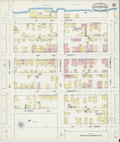 Sanborn Fire Insurance Map from Lansingburg, Rensselaer County, New York (1892), Sheet #0009 - Complete Map Set gallery image, historic Sanborn map, vintage wall art, New York New York