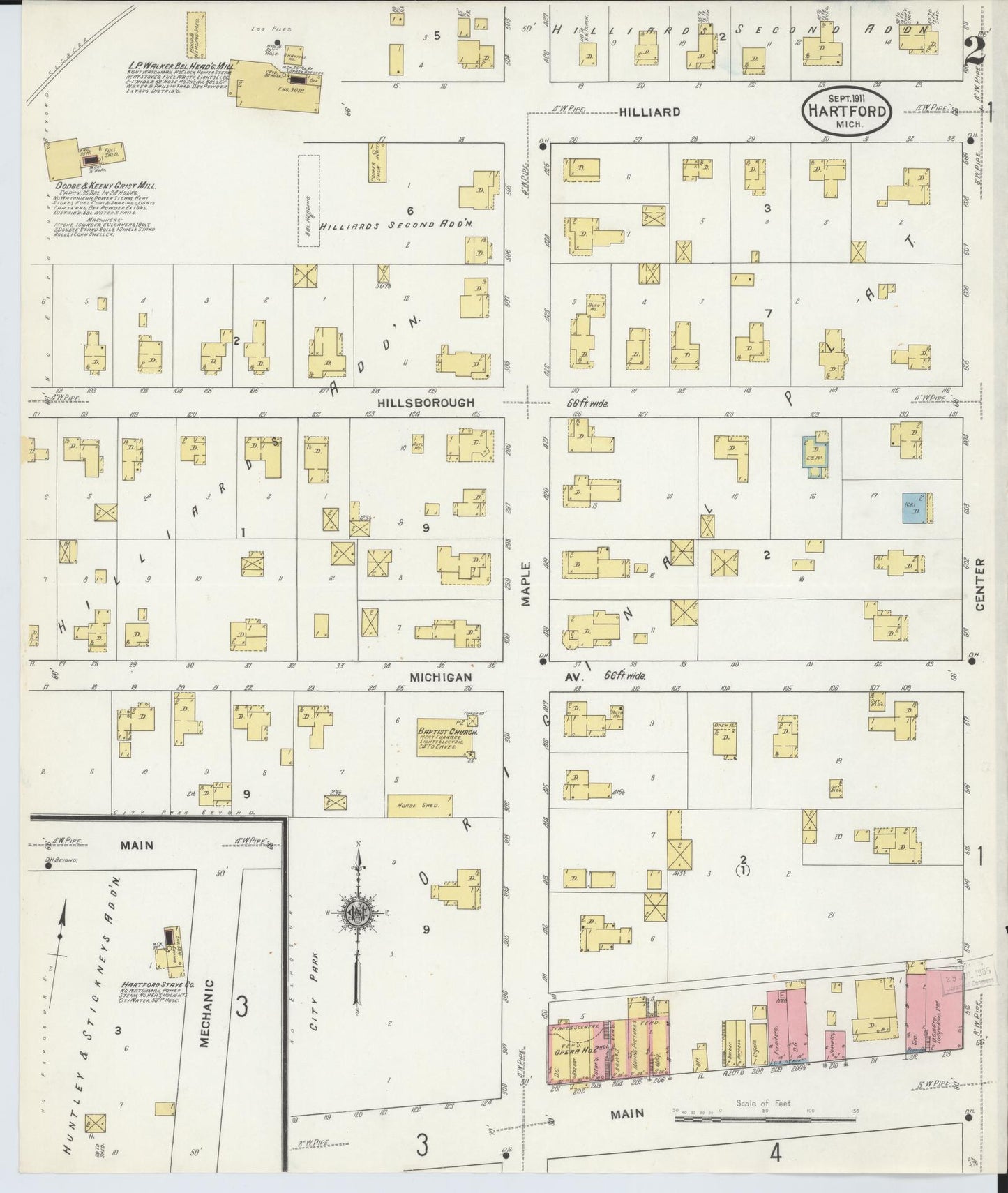 Sanborn Fire Insurance Map from Hartford, Van Buren County, Michigan (1911), Sheet #0002 - Complete Map Set gallery image, historic Sanborn map, vintage wall art, Michigan Michigan
